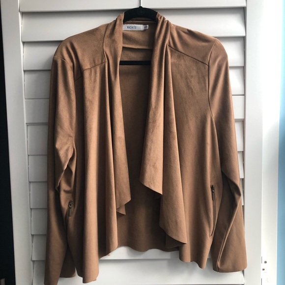 Rickis faux suede waterfall front jacket, size XL - Picture 1 of 5